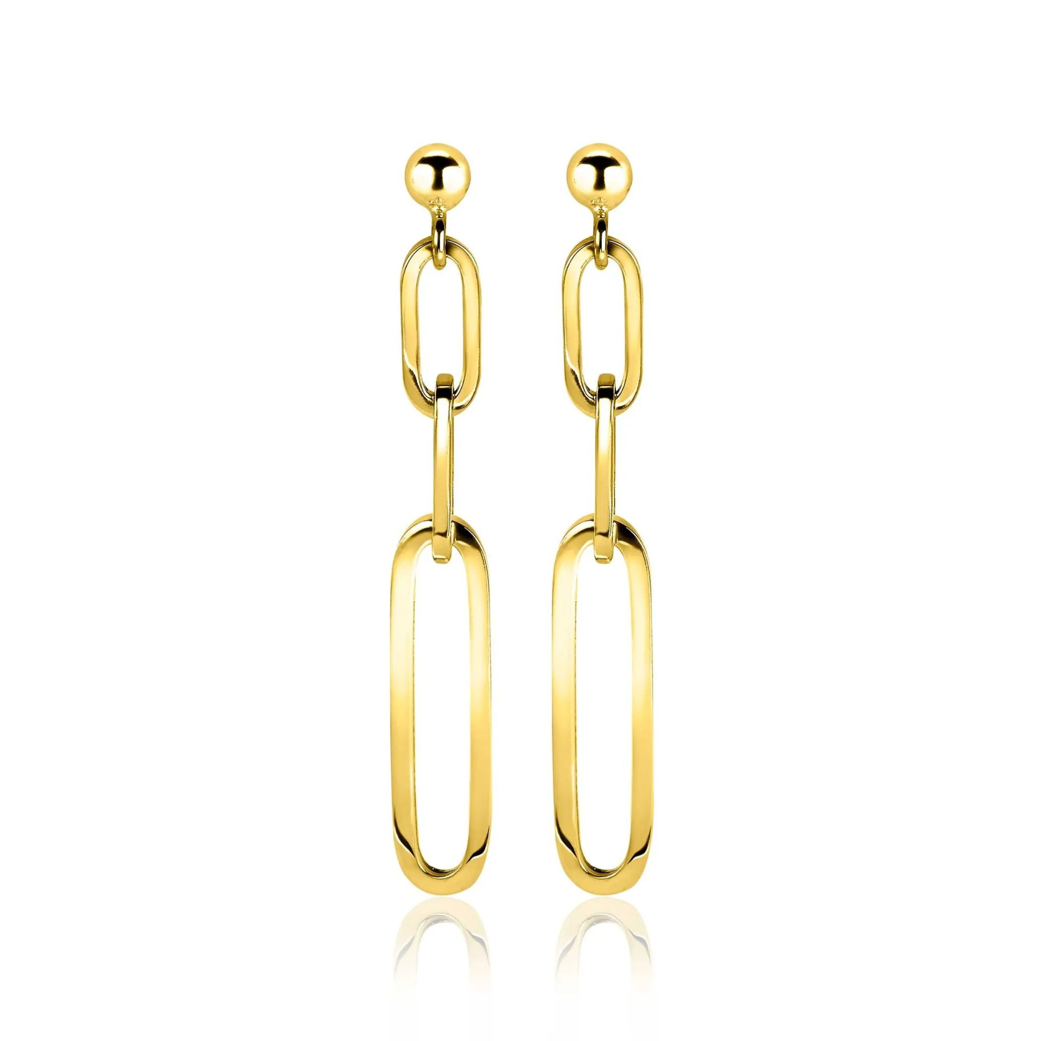 Discount Zinzi zilveren oorhangers 45mm in 14K geel verguld met ovale closed for ever schakels ZIO1990G