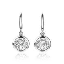 Online Zinzi zilveren oorhangers witte zirconia 11mm ZIO1