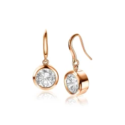 Clearance Zinzi zilveren oorhangers rosé verguld witte zirconia 11mm ZIO3