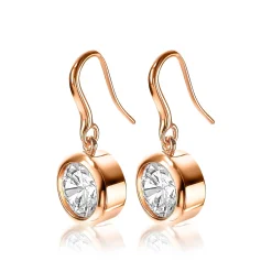 Clearance Zinzi zilveren oorhangers rosé verguld witte zirconia 11mm ZIO3