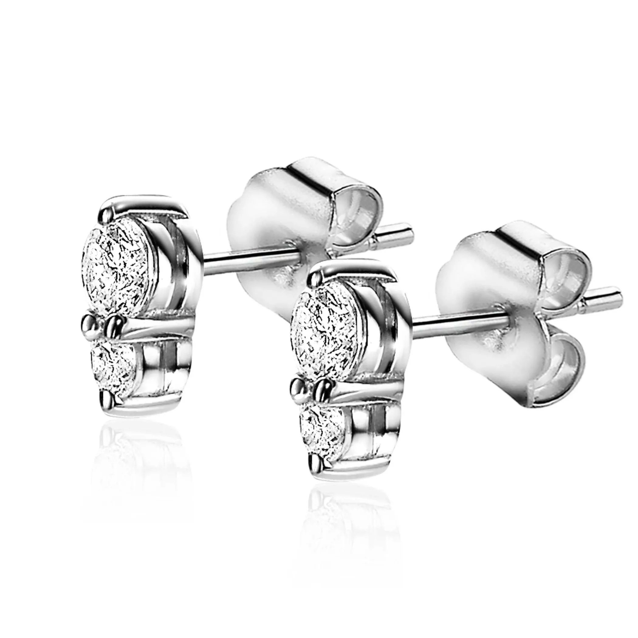 New Zinzi zilveren oorknopjes 6mm rond wit ZIO2080