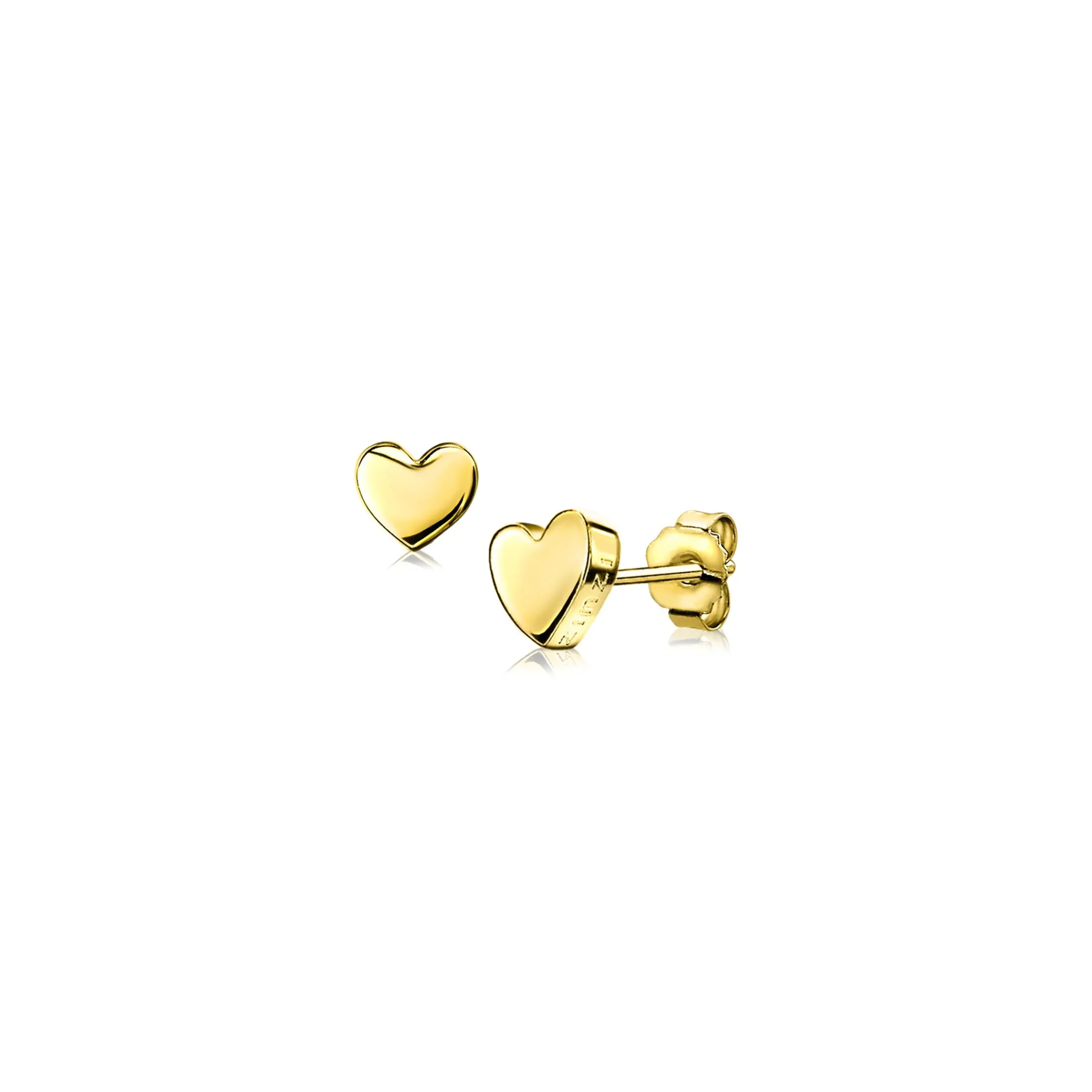 Discount Zinzi zilveren oorknoppen geel verguld glad hart 6mm ZIO1378G