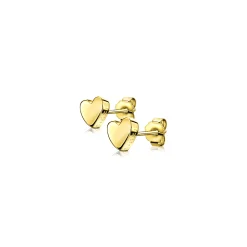 Discount Zinzi zilveren oorknoppen geel verguld glad hart 6mm ZIO1378G