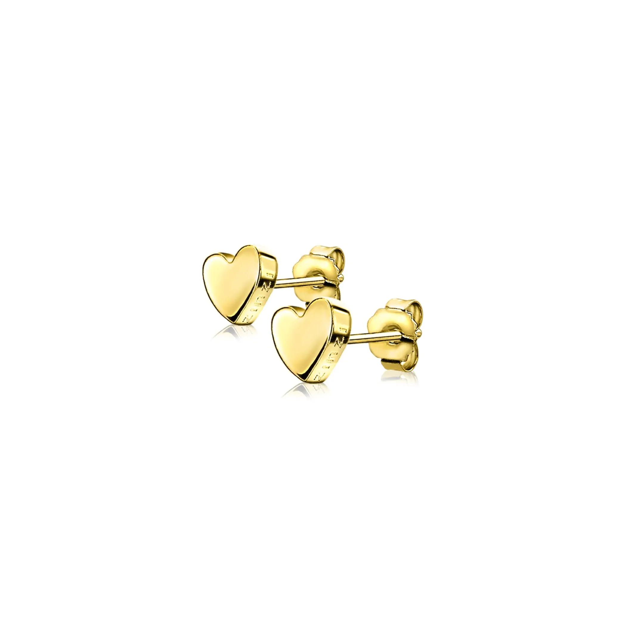 Discount Zinzi zilveren oorknoppen geel verguld glad hart 6mm ZIO1378G