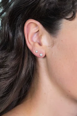 Discount Zinzi zilveren oorknoppen 3,5mm zirconia wit chatonzetting ZIO1983