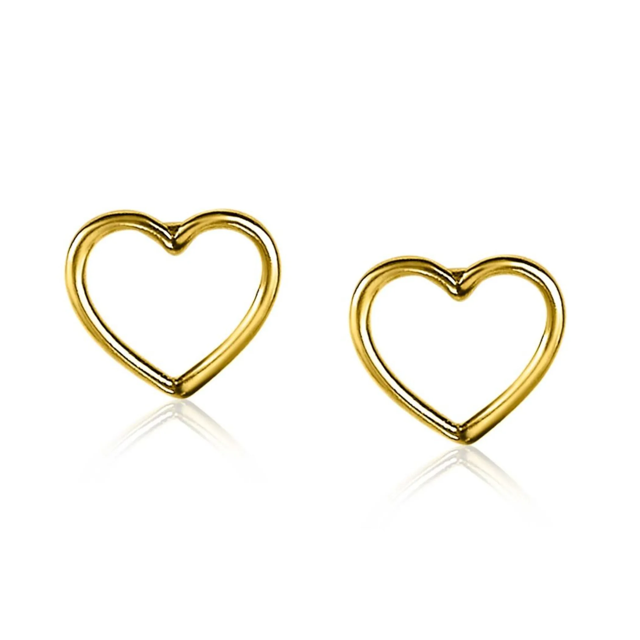 Online Zinzi zilveren oorknoppen 14K geelverguld open hart 8mm ZIO1630G