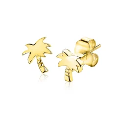 Zinzi zilveren oorknoppen geel verguld palmboom 8mm ZIO1679G
