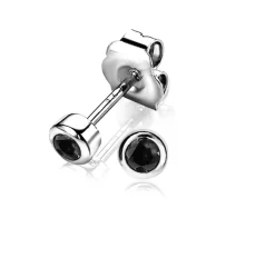 Discount Zinzi zilveren oorknoppen rond 4mm zwart ZIO1177Z