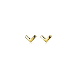 Hot Zinzi zilveren oorknoppen geel verguld glad V-vorm 7mm ZIO1380G