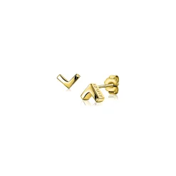 Hot Zinzi zilveren oorknoppen geel verguld glad V-vorm 7mm ZIO1380G
