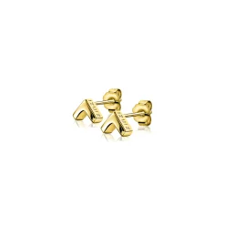 Hot Zinzi zilveren oorknoppen geel verguld glad V-vorm 7mm ZIO1380G