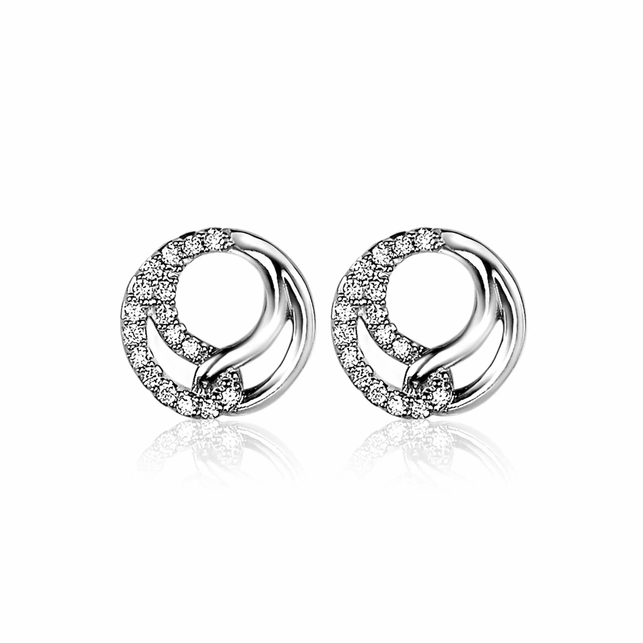 Discount Zinzi zilveren oorknoppen 10mm symboliseert verbondenheid witte zirconia's ZIO2119