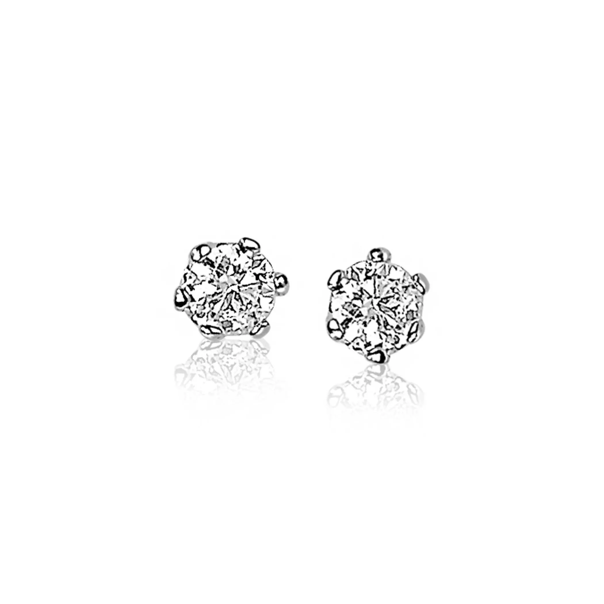 Online Zinzi zilveren oorknoppen 4,5mm zirconia wit chatonzetting ZIO1984