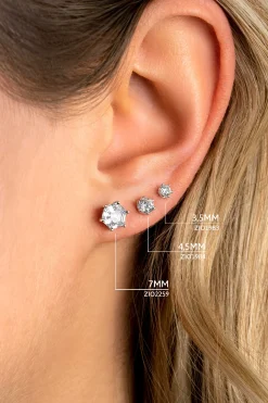 Discount Zinzi zilveren oorknoppen zeshoek met witte zirconia 7mm ZIO2259