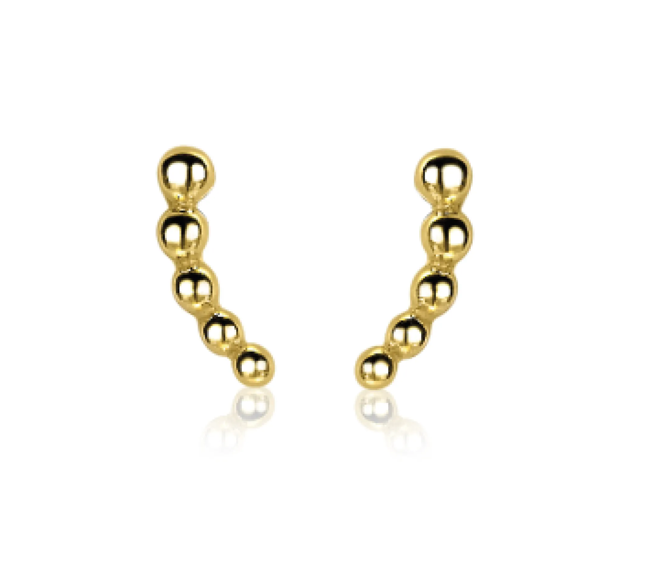 Discount Zinzi zilveren oorknoppen 14K geel verguld met golfje van bolletjes 10mm ZIO2090G