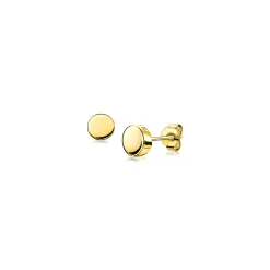 Hot Zinzi zilveren oorknoppen geel verguld glad rond 6mm ZIO1376G