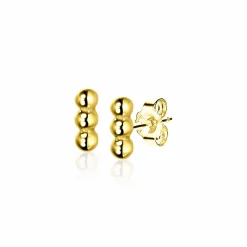 Best Zinzi zilveren oorknoppen 14K geelverguld drie bolletjes 6mm ZIO2230G
