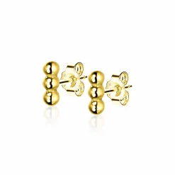 Best Zinzi zilveren oorknoppen 14K geelverguld drie bolletjes 6mm ZIO2230G