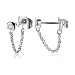 Zinzi zilveren oorknoppen met ketting rond wit ZIO1773