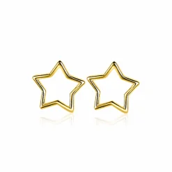 Discount Zinzi zilveren oorknoppen 14K geelverguld open ster 8mm ZIO2092G