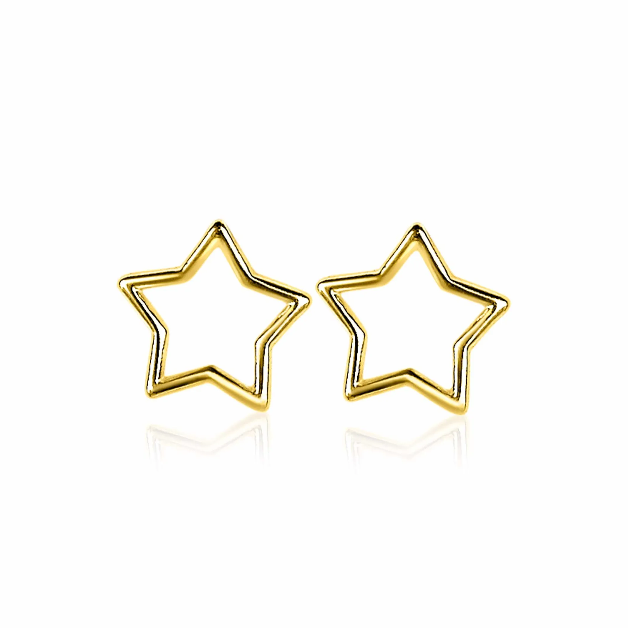 Discount Zinzi zilveren oorknoppen 14K geelverguld open ster 8mm ZIO2092G