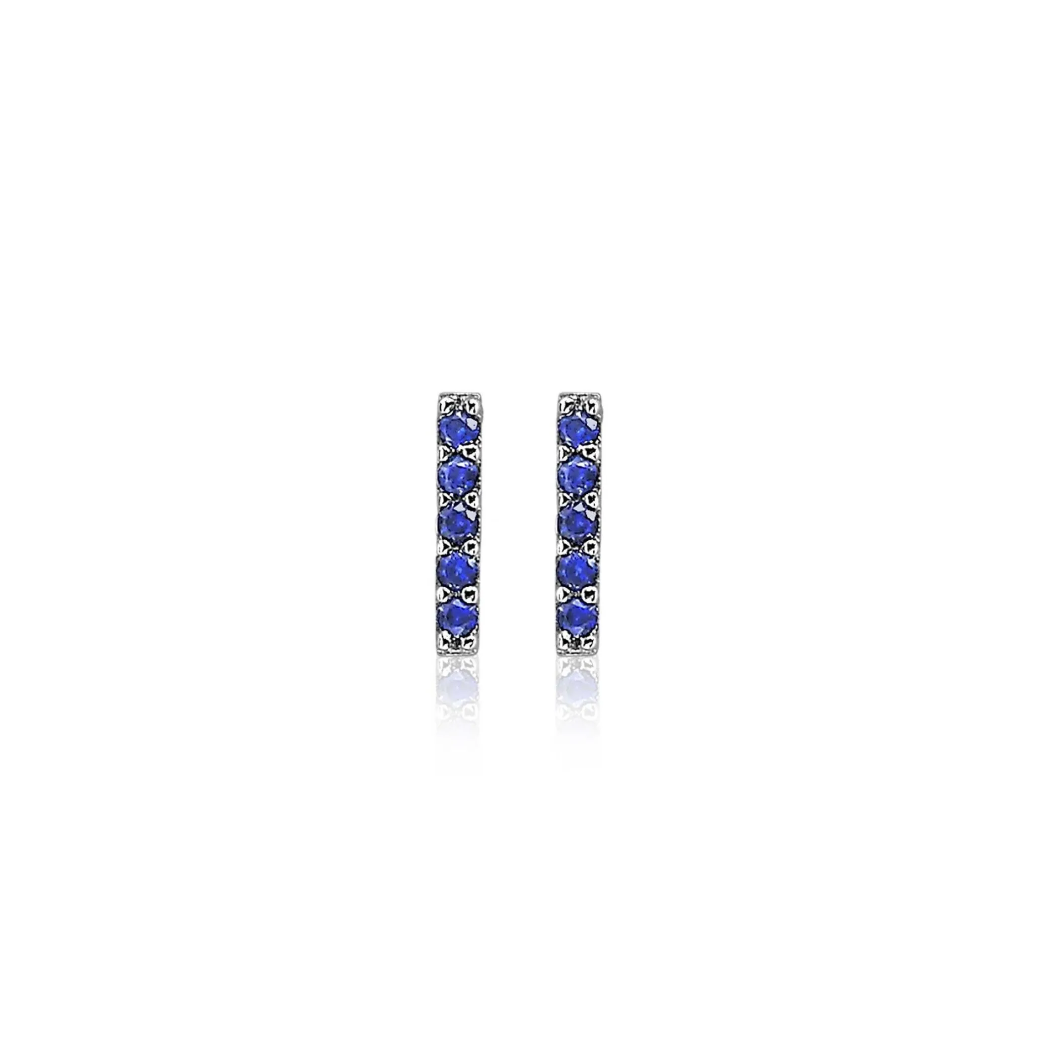 Discount Zinzi zilveren oorknoppen staafje blauw 8mm ZIO1689B