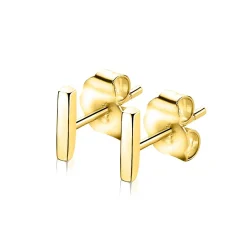 Clearance Zinzi zilveren oorknoppen geel verguld glad staafje 8mm ZIO1689G