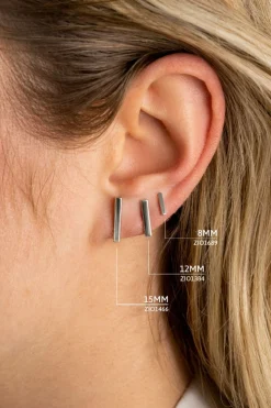 Clearance Zinzi zilveren oorknoppen geel verguld glad staafje 8mm ZIO1689G