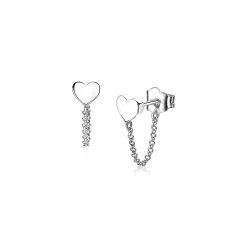 Sale Zinzi zilveren oorknoppen met ketting hart ZIO1686