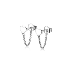Sale Zinzi zilveren oorknoppen met ketting hart ZIO1686