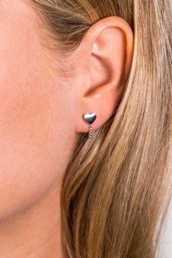 Sale Zinzi zilveren oorknoppen met ketting hart ZIO1686