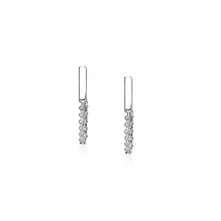 Outlet Zinzi zilveren oorknoppen met ketting staaf ZIO1688