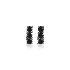 New Zinzi zilveren oorknoppen 8mm staafje chaton gezet zwart ZIO2127Z