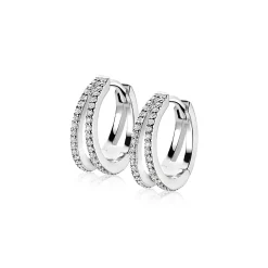 Best Zinzi zilveren oorringen 2 banen open wit 16x5mm met luxe klapsluiting ZIO1482