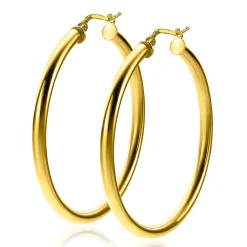 Outlet Zinzi zilveren oorringen 14K geel verguld 46x3mm rond ZIO2180G