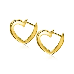 Discount Zinzi zilveren oorringen 14K geel verguld 18mm open hartvorm ZIO2195G