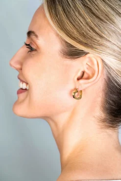 Discount Zinzi zilveren oorringen 14K geel verguld 18mm open hartvorm ZIO2195G
