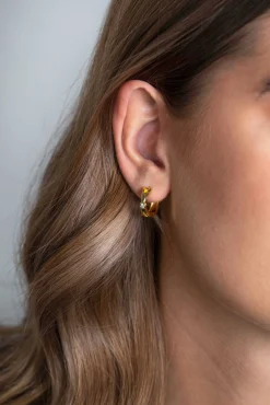 Zinzi zilveren oorringen extra 14K geel verguld met X-vorm en witte ronde zirconia 17x5mm ZIO2194Y
