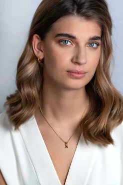 Zinzi zilveren oorringen extra 14K geel verguld met X-vorm en witte ronde zirconia 17x5mm ZIO2194Y