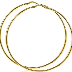 Clearance Zinzi zilveren oorringen 14K geel verguld glad 65x2mm rond ZIO438G