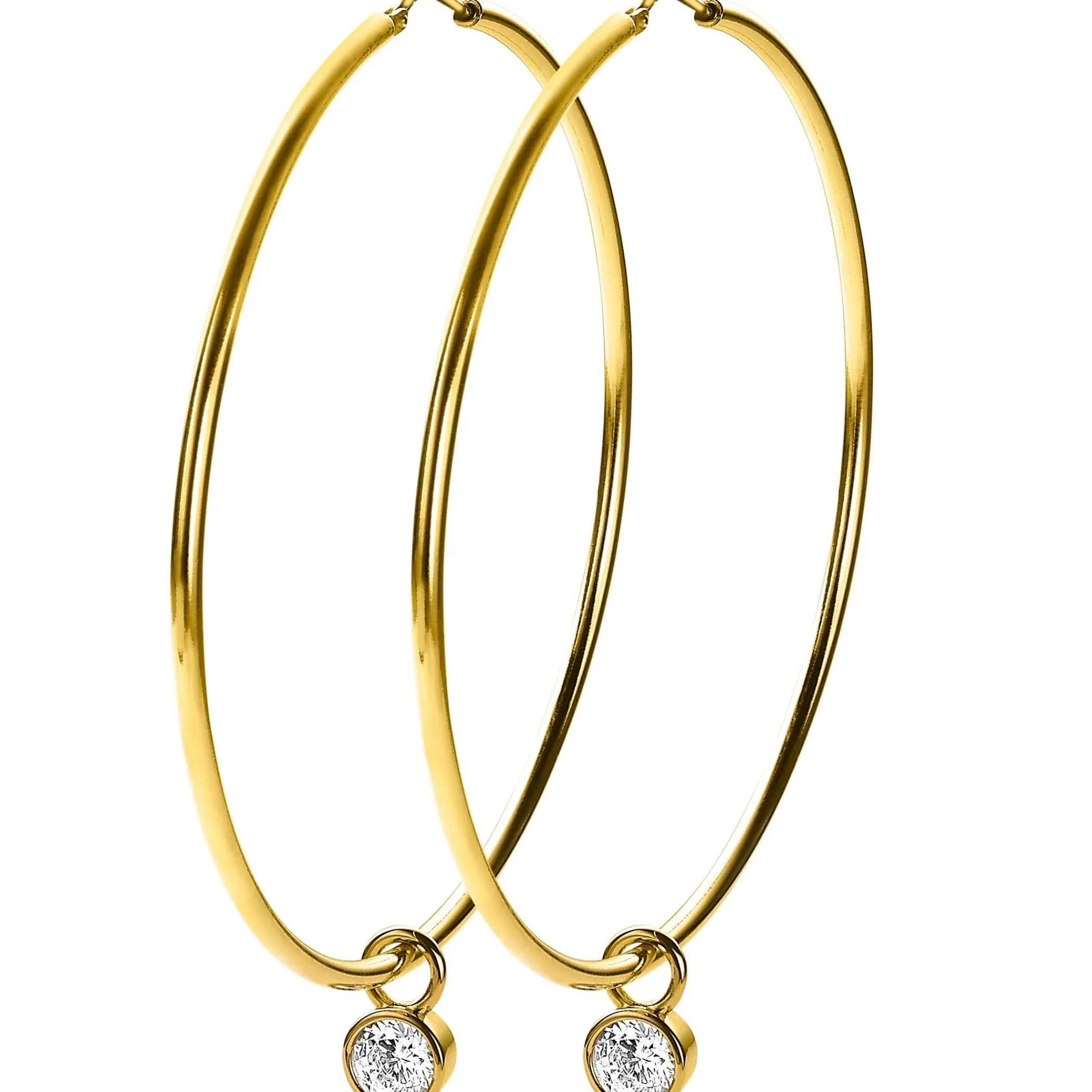 Clearance Zinzi zilveren oorringen 14K geel verguld glad 65x2mm rond ZIO438G