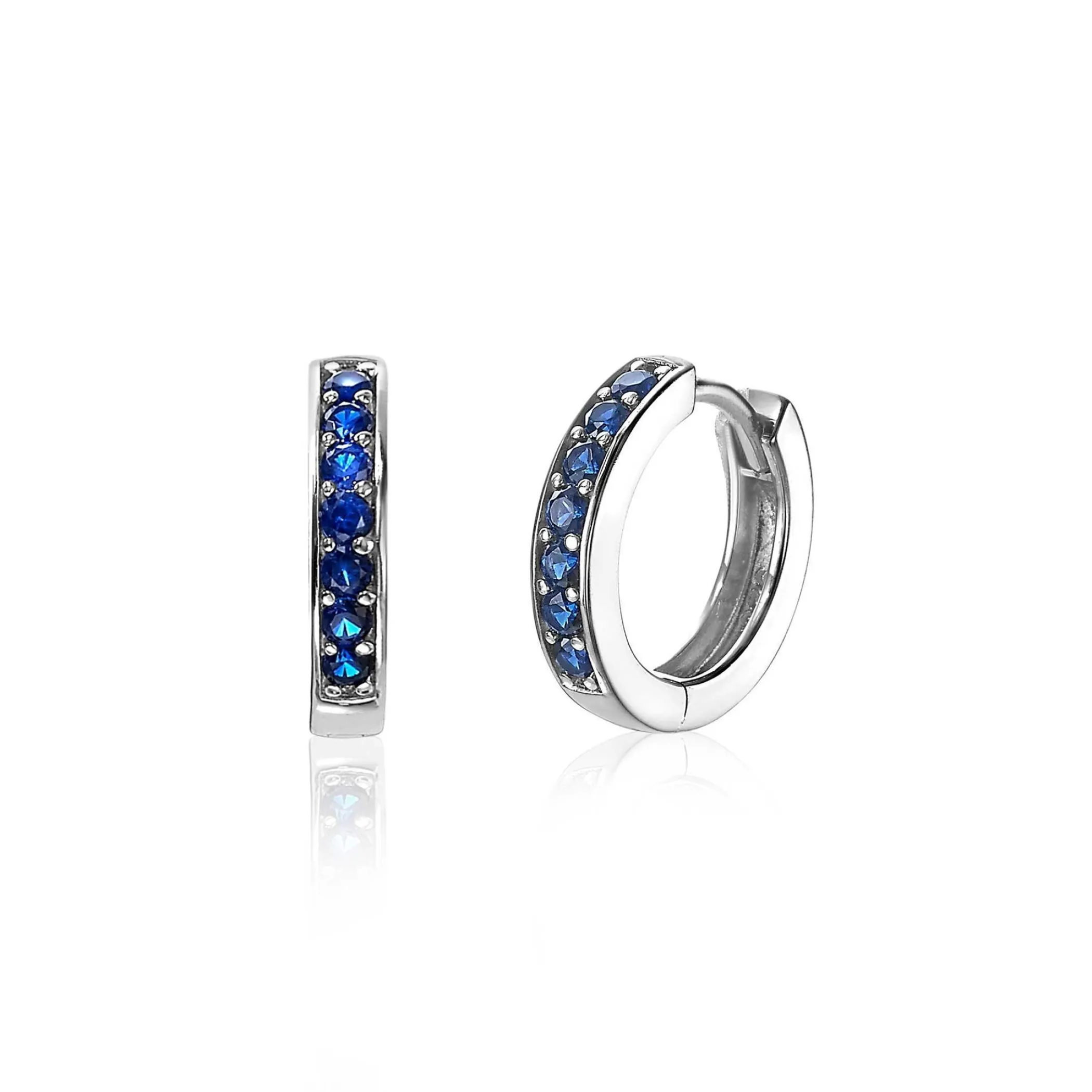 Hot Zinzi zilveren oorringen 15 x 3mm donkerblauw ZIO191DB