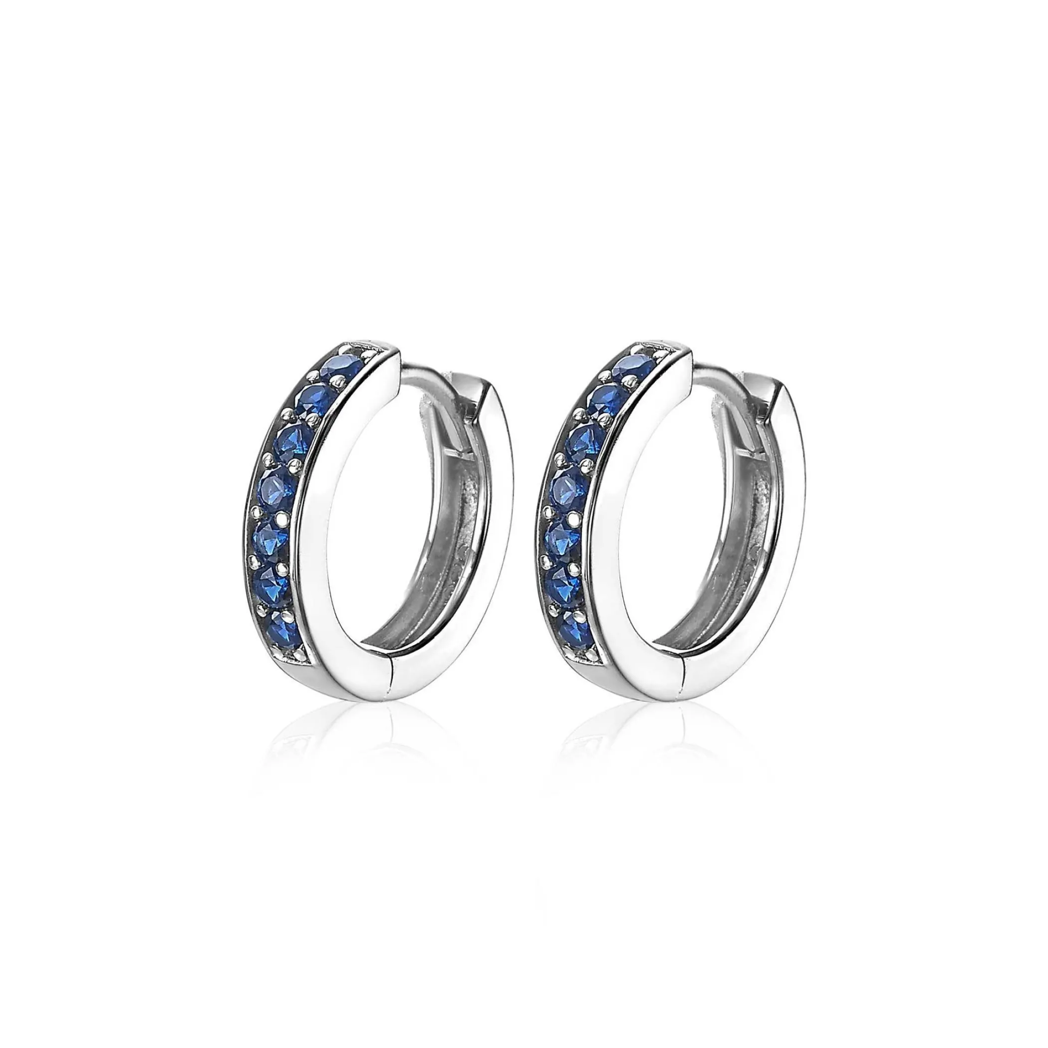 Hot Zinzi zilveren oorringen 15 x 3mm donkerblauw ZIO191DB