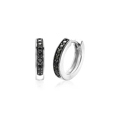 Best Zinzi zilveren oorringen 15 x 3mm zwart met luxe klapsluiting ZIO191B