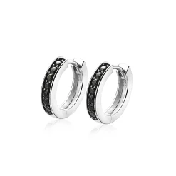 Best Zinzi zilveren oorringen 15 x 3mm zwart met luxe klapsluiting ZIO191B