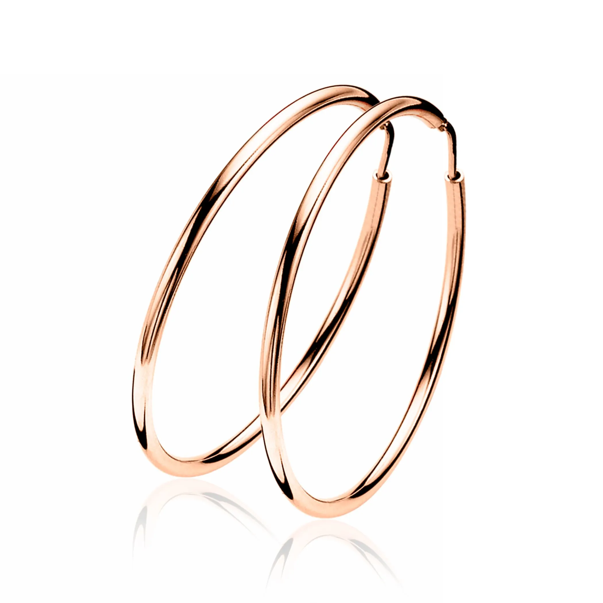 Clearance Zinzi zilveren oorringen rosé verguld 35 x 2mm glad ZIO435R