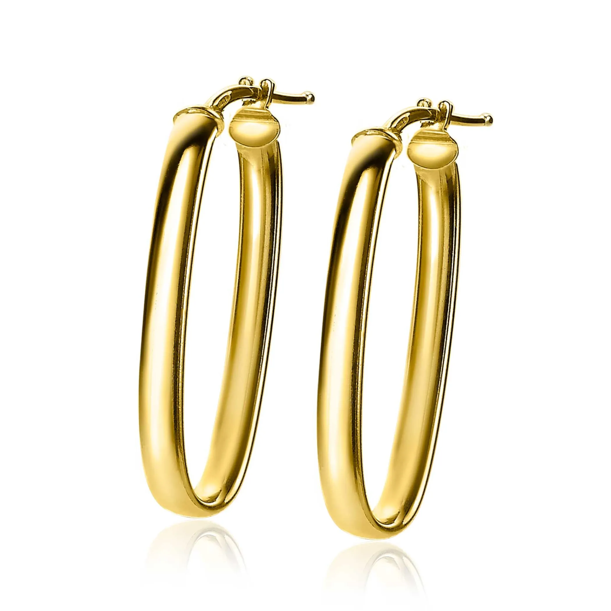 Discount Zinzi zilveren oorringen 14K geel verguld 35x17mm ovaal ZIO2164G