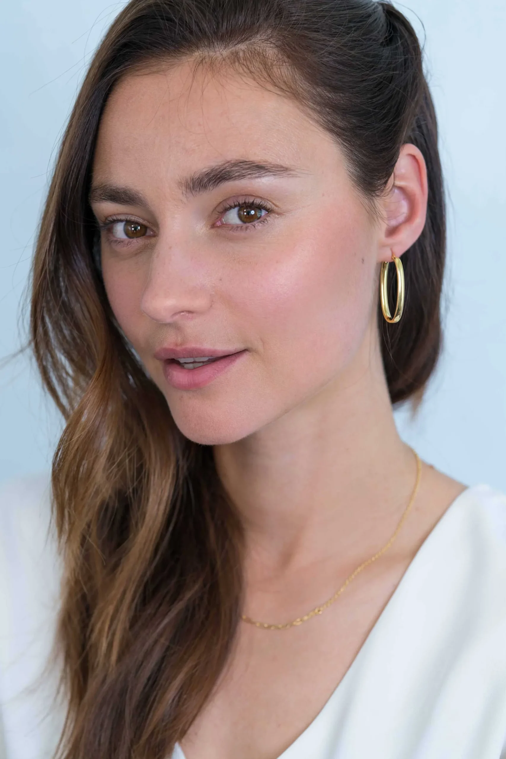 Discount Zinzi zilveren oorringen 14K geel verguld 35x17mm ovaal ZIO2164G