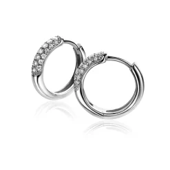 Discount Zinzi zilveren oorringen 15 x 3mm witte zirconia's met luxe klapsluiting ZIO660