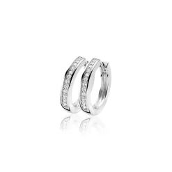 New Zinzi zilveren oorringen 20 x 3mm witte zirconia's met luxe klapsluiting ZIO190Z